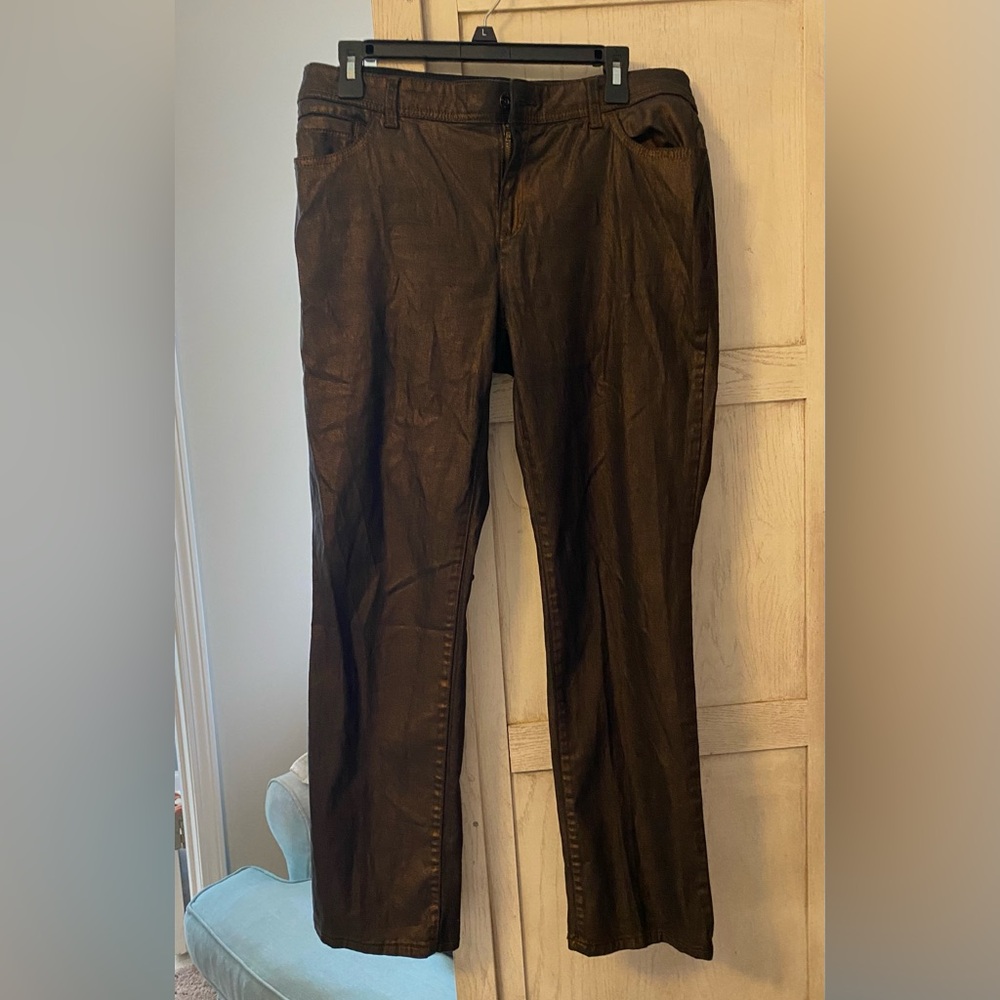 Chico's Brown waxed women’s jeans .